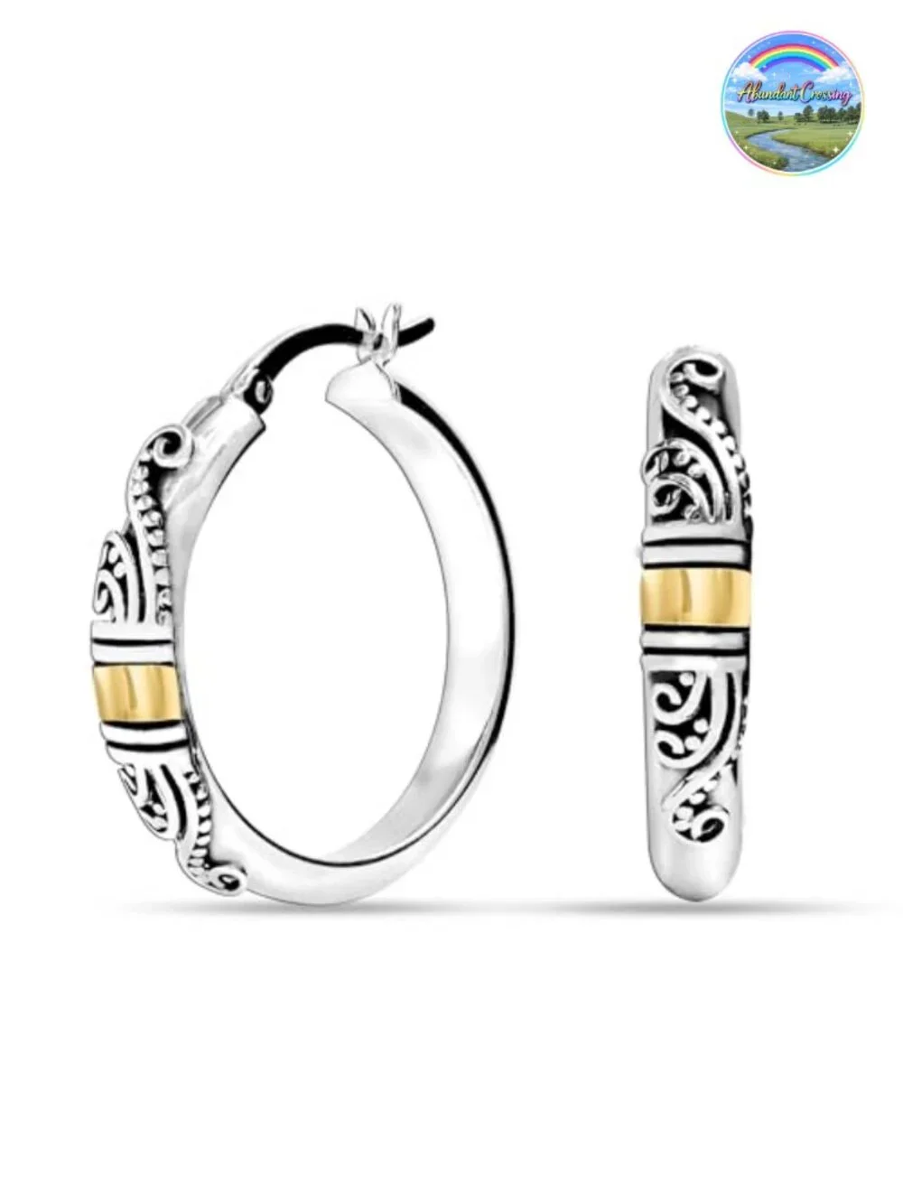 925 Sterling Silver Hoop Earrings for Women Bali Style Vintage Click Top